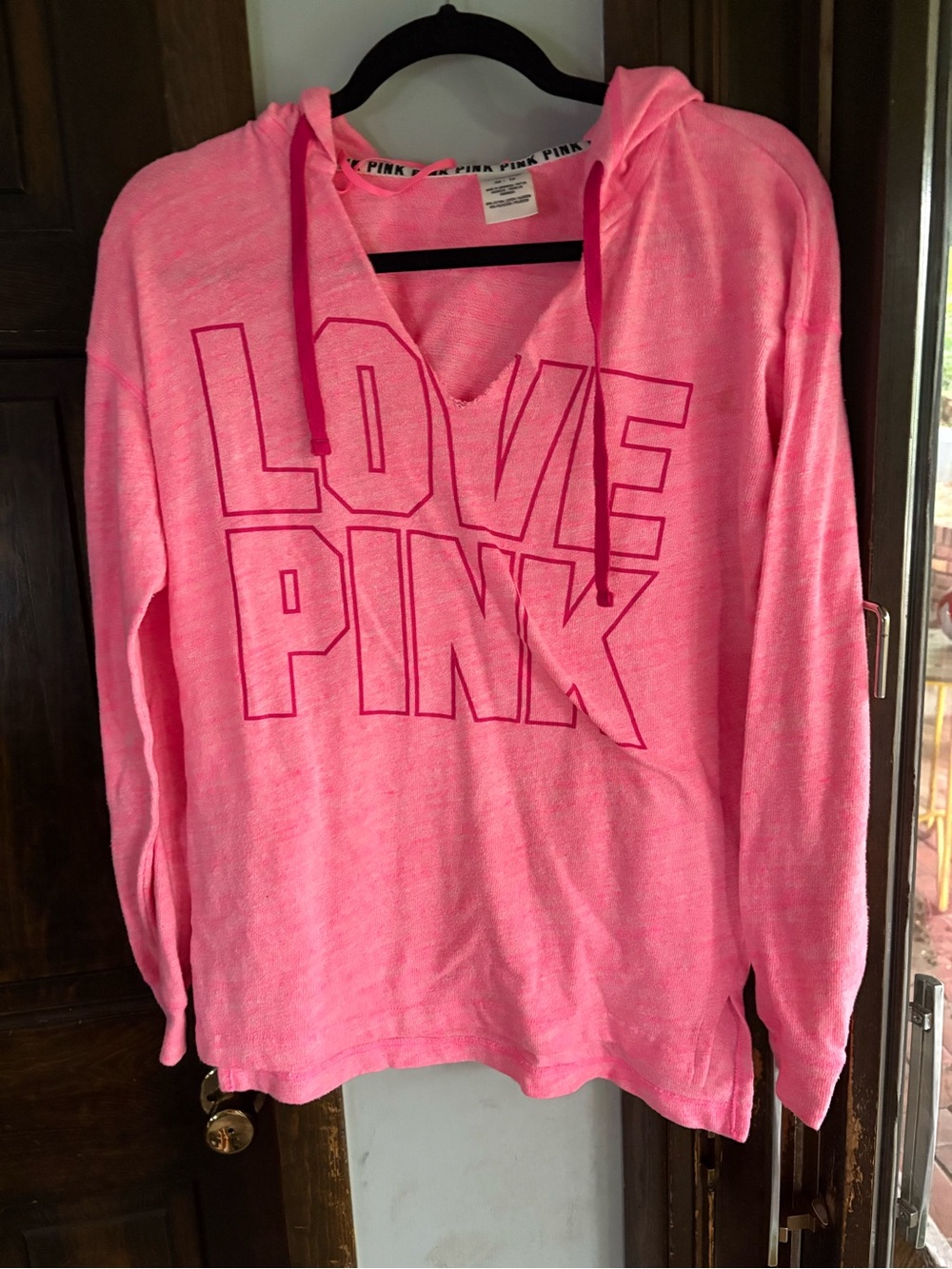 Victoria's Secret PINK Neon Pink Hoodie "LOVE PINK"